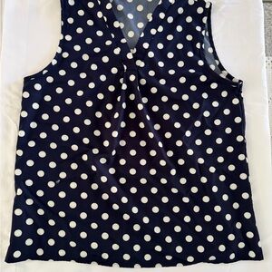 Polka Dot V-Neck Sleeveless Top - Black & White, Women’s Size Large